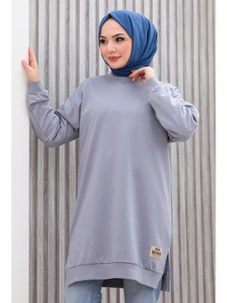 Armalı Yırtmaç Detaylı Vortex Grı Tunik Gri