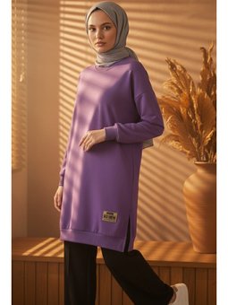 Armalı Yırtmaç Detaylı Vortex Tunik Mor