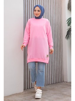 Armalı Yırtmaç Detaylı Vortex Tunik Pembe