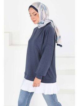 Eteği Pile Detaylı Modal Tunik Antrasit