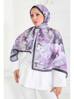 Floral Whisper Serisi Pamuk Lıla Şal Lila