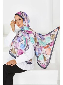 Flower Serisi Rose Lily Desenli Sıyah Şal Siyah