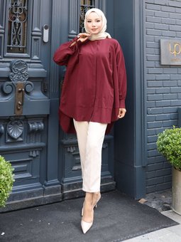 Kol Biyeli Bordo Tunik