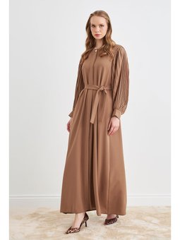 Camel Kolları Piliseli Abaya