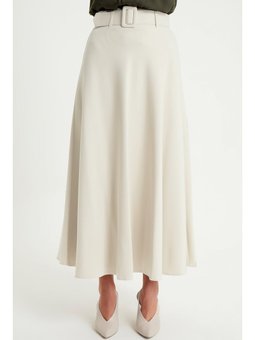 Kemerli Kloş Ekru Etek