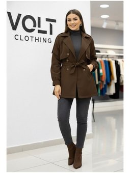 Apoletli Rüzgarlıklı Kahverengi Trençkot