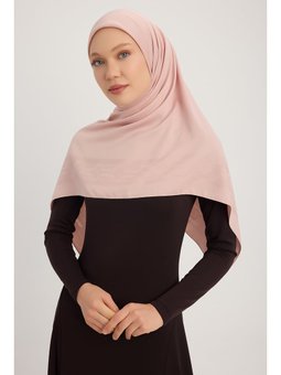 Mat Saten Pano Jakarlı Somon Eşarp 110x110cm