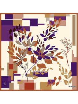 Çiçekli Desen Black Seri Twill Eşarp Askısı İle Birlikte 90x90 Cm Krem Bordo