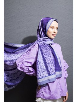 Çizgili Desen Elegante Seri Viscon Askısı İle Birlikte 75x200 Cm Lila Şal Mor