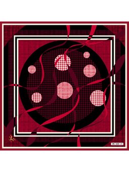 Desenli Black Seri Twill Eşarp Askısı İle Birlikte 90x90 Cm Siyah Kırmızı