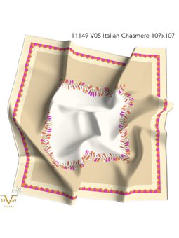 Desenli Italian Cashmere Seri Askısı İle Birlikte Fuşya Eşarp