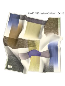 Desenli İtalyan Şifon Askısı İle Birlikte 110x110 Cm Kahverengi Eşarp