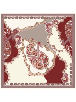 Desenli İtalyan Şifon Eşarp Askısı İle Birlikte 110x110 Cm Gül Eşarpkurusu Bordo