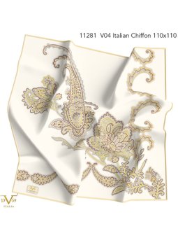 Desenli İtalyan Şifon Seri Askısı İle Birlikte 110x110 Cm Kahverengi Eşarp