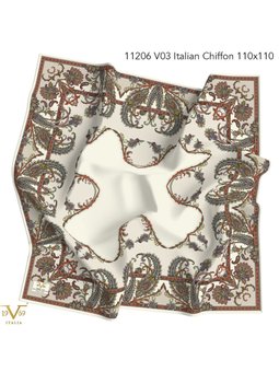 Desenli İtalyan Şifon Seri Askısı İle Birlikte 110x110 Cm Taba Eşarp