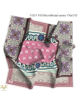 Desenli Micro Modal Seri Askısı İle Birlikte 110x110 Cm Gül Eşarp Kurusu