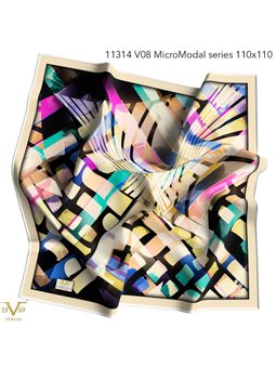 Desenli Micro Modal Seri Askısı İle Birlikte 110x110 Cm Saks Mavisi Turkuaz Eşarp