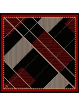 Ekose Desen Gold Seri Twill Askısı İle Birlikte 90x90 Cm Siyah Bordo Eşarp Kırmızı