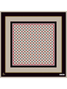 Geometrik Desen Black Seri Twill Askısı İle Birlikte 90x90 Cm Vizon Eşarp Siyah