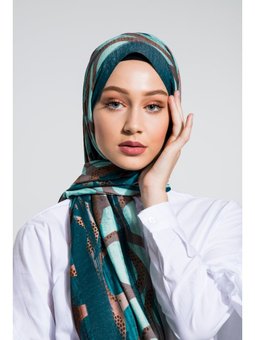 Geometrik Desen Elegante Seri Viscon Askısı İle Birlikte 75x200 Cm Yeşil Şal