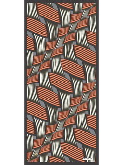 Geometrik Desen Lino Seri Askısı İle Birlikte 90x200 Cm Gri Turuncu Şal