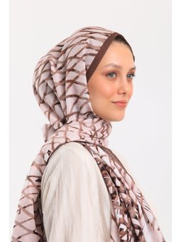 Geometrik Desen Pavia Seri Askısı İle Birlikte 75x200 Cm Vizon Şal Siyah