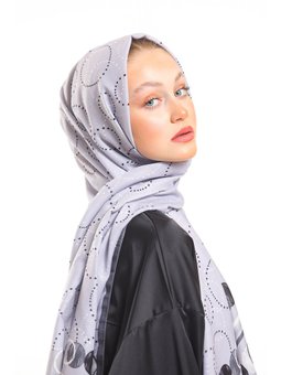 Geometrik Desen Pavia Seri Askısı İle Birlikte 90x200 Cm Gri Şal