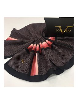 Geometrik Desen Pavia Seri Askısı İle Birlikte 90x200 Cm Siyah Somon Şal Pembe