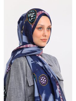 Geometrik Desen Pavia Seri Şal Askısı İle Birlikte 90x200 Cm Lacivert Gri