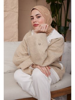 Logo Desen Impluse Seri Askısı İle Birlikte Camel Şal