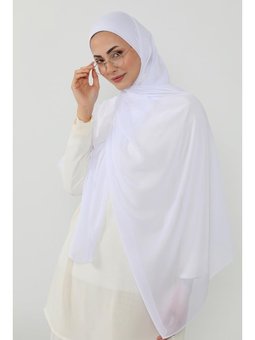 Boneli Kullanımı Rahat Pratik Şifon Şal,beyaz,ps