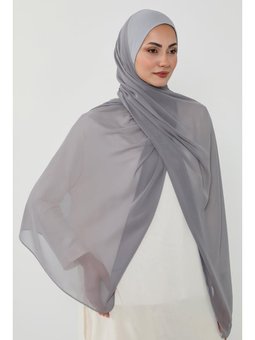 Boneli Kullanımı Rahat Pratik Şifon Şal,gri,ps