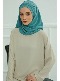 Dikişli Pileli Pratik Şal,mint Yeşili,cps