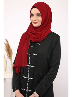 İğnesiz Takılabilen Pratik Şifon Şal,bordo,ps