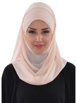 Klasik Tasarım Çapraz Dikim Pratik Şifon Bej Şal