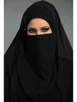 Peçeli Şifon Siyah Şal