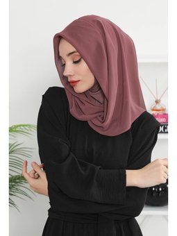 Penye İç Boneli Pratik Şifon Eşarp,gül Kurusu,ps