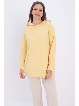 Kapüşonlu Sweat Tunik Açık Sarı