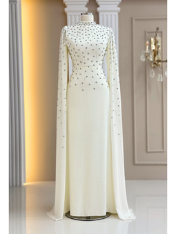 Afra Ekru Abiye Elbise