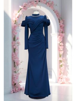 Dila Lacivert Abiye Elbise