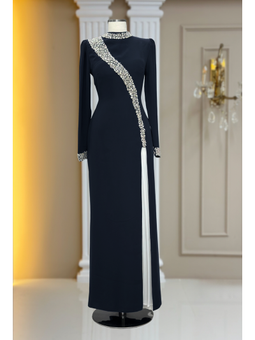 İnci Siyah Abiye Elbise