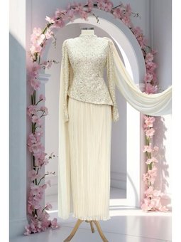 Masal Ekru Abiye Elbise