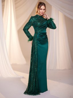 Elina Zümrüt Yeşili Abiye Elbise