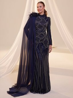 Orkide Lacivert Abiye Elbise