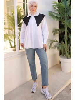 Çift Yakalı Gömlek Beyaz