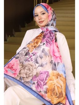 Desenli İndigo Şal