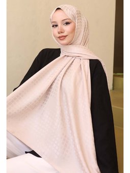 Desenli Jakarlı Bej Şal