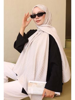 Desenli Jakarlı Taş Rengi Şal