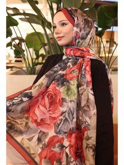 Desenli Kırmızı Şal