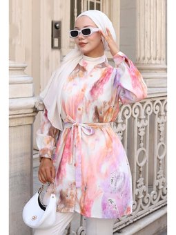 Desenli Lila Gömlek